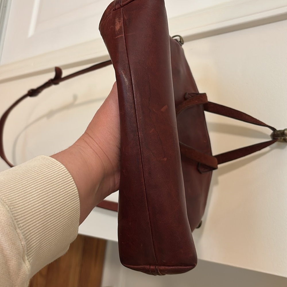 Madewell crossbody zip top transport tote mini purse deep red leather - Picture 12 of 12